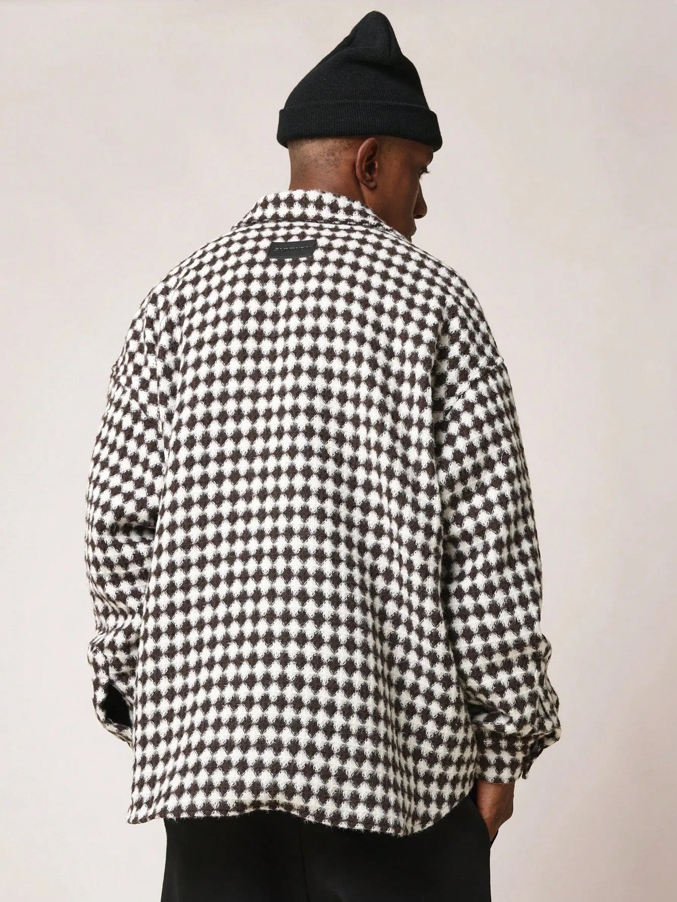 Oversized Fit Waffle Checked Shacket