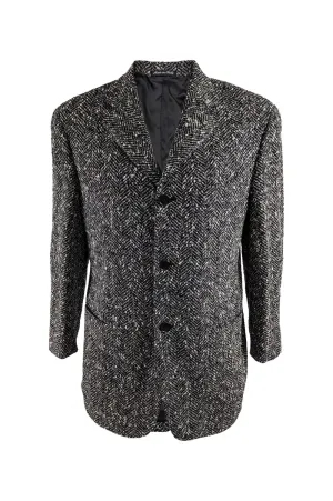 Pal Zileri Vintage Mens Black & White Tweed Blazer, 1980s