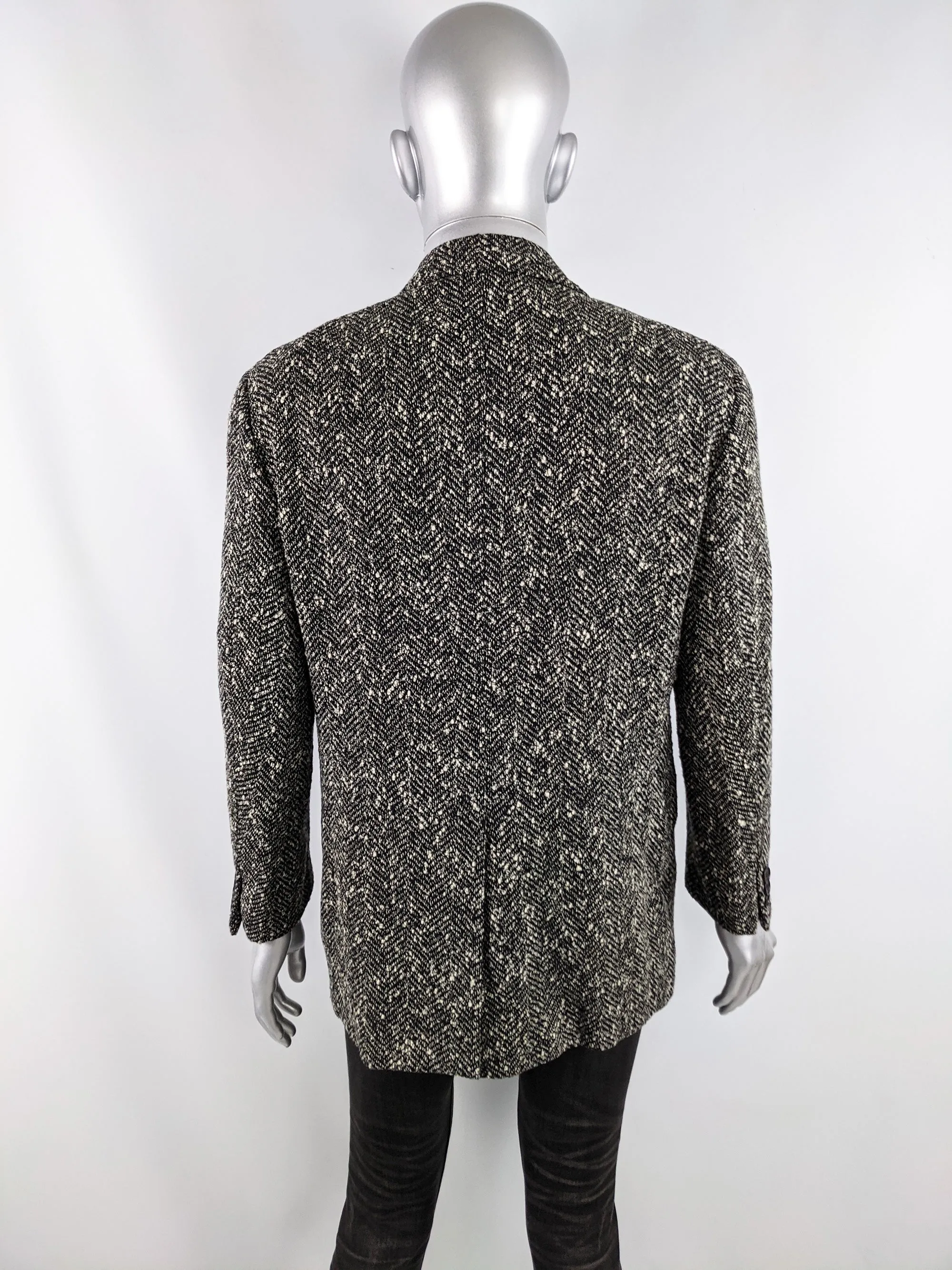 Pal Zileri Vintage Mens Black & White Tweed Blazer, 1980s