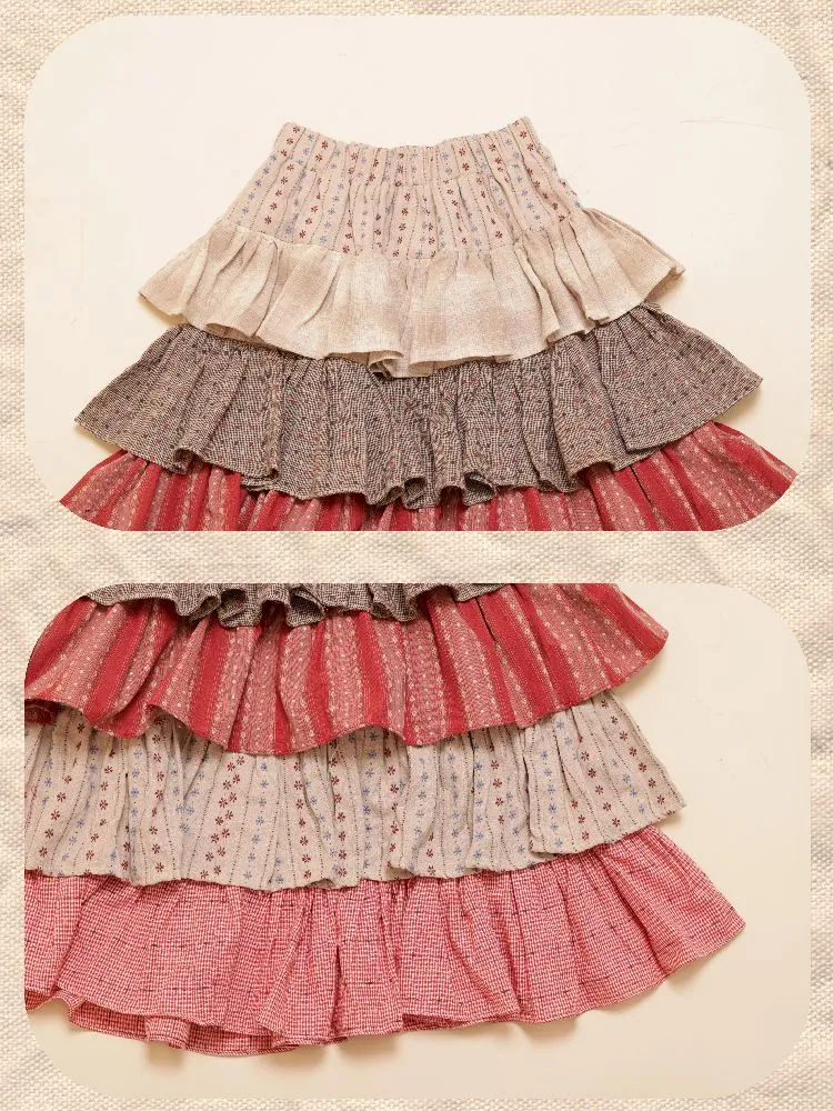 Patchwork Jacquard Layered Cake Skirt【s0000010894】