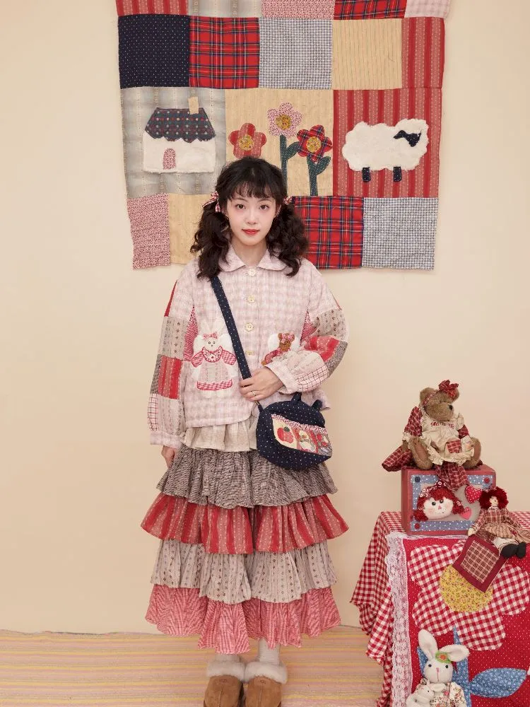 Patchwork Jacquard Layered Cake Skirt【s0000010894】