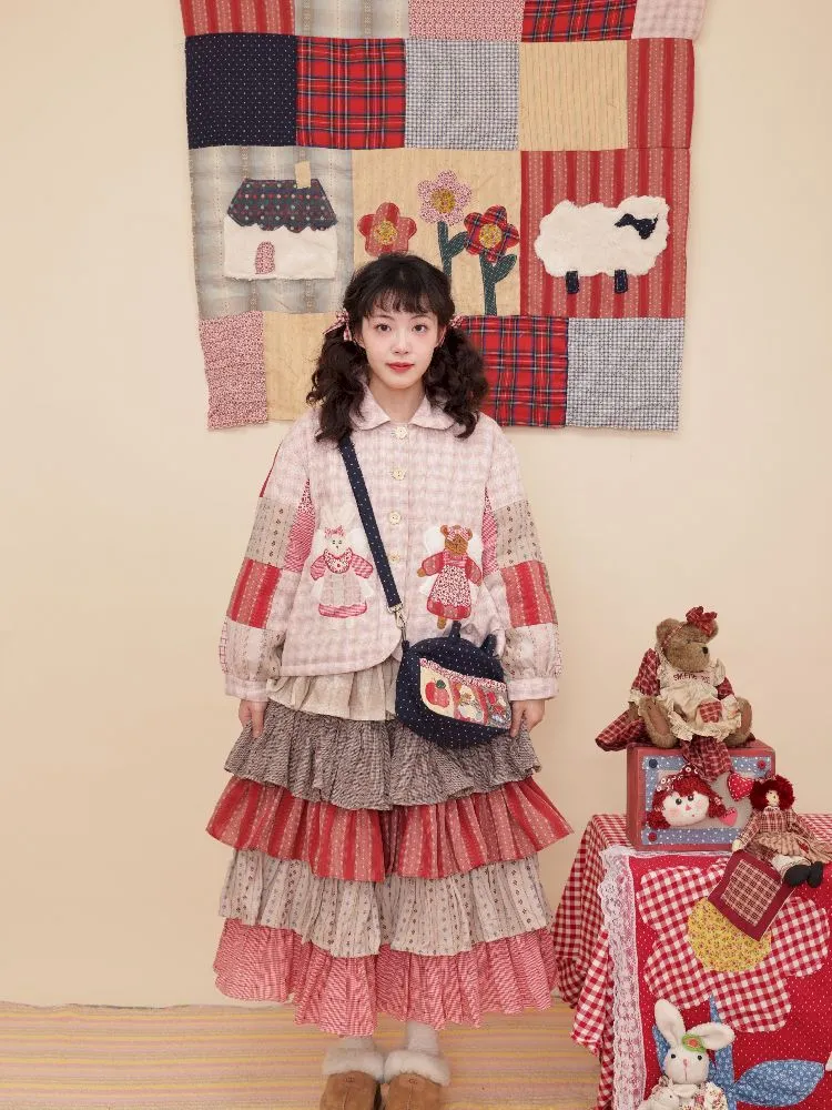 Patchwork Jacquard Layered Cake Skirt【s0000010894】