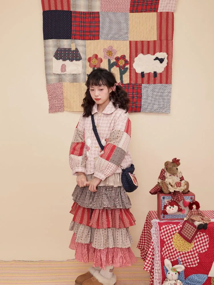 Patchwork Jacquard Layered Cake Skirt【s0000010894】