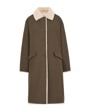 Pile Lined Winter Coat - Olive