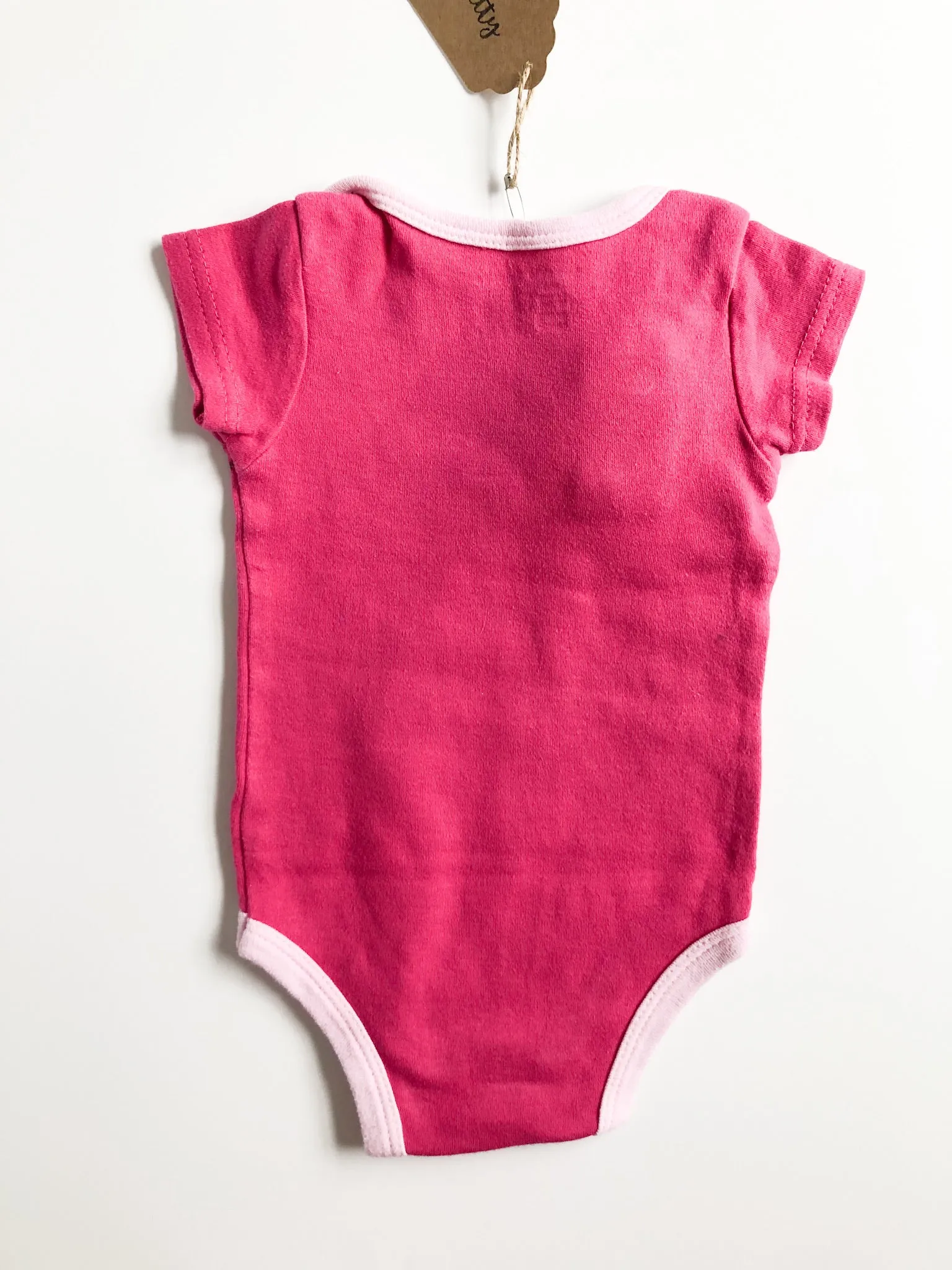 Pink 100% Cotton Upcycled Adorned Bodysuit by Eco Pretty - 3-6 Months