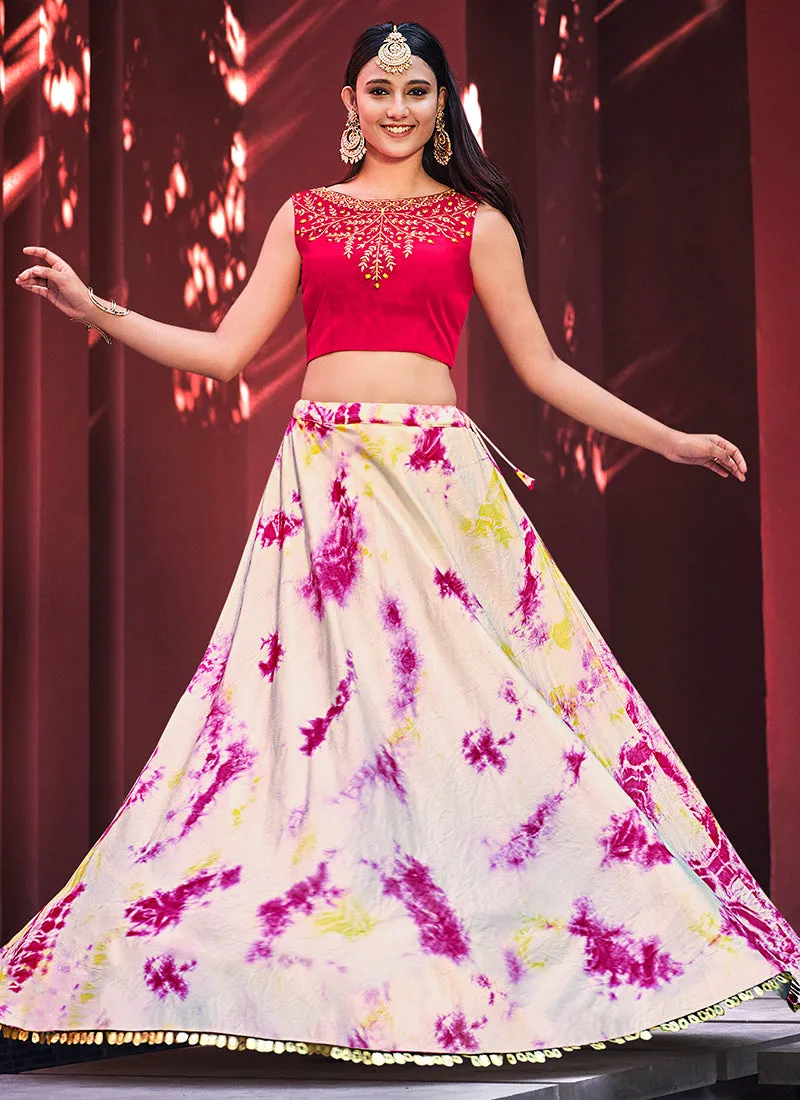 Pink And White Sequence Embroidery Jacket Style Lehenga Choli