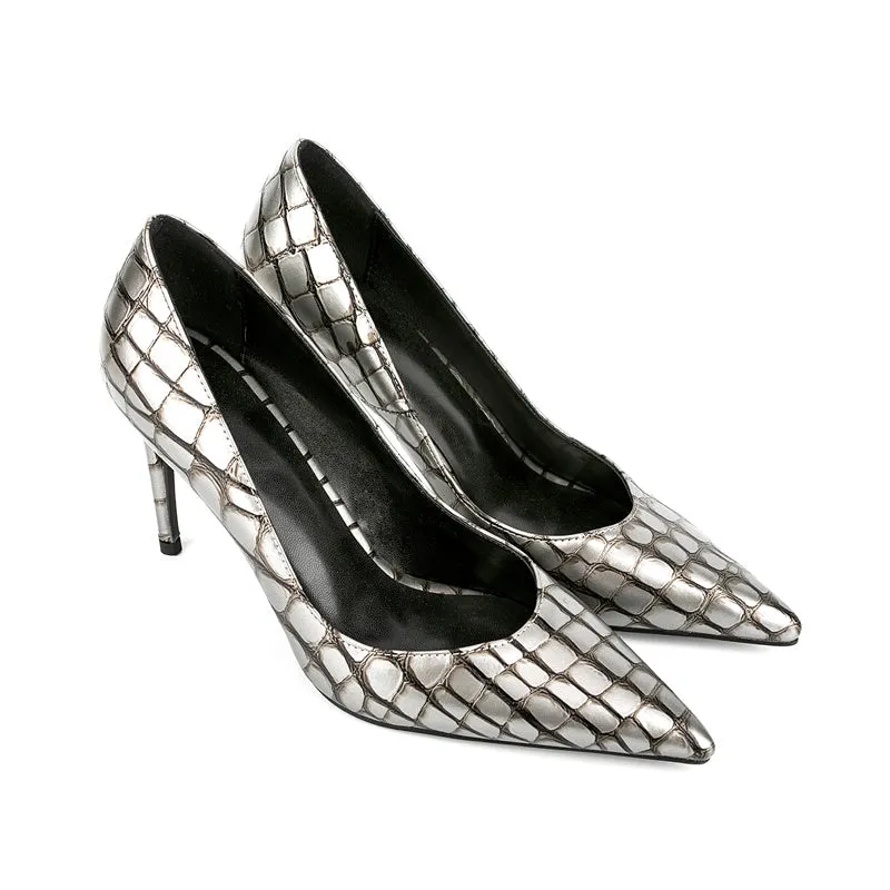 Plaid Pointy Thin High-Heel Shoes