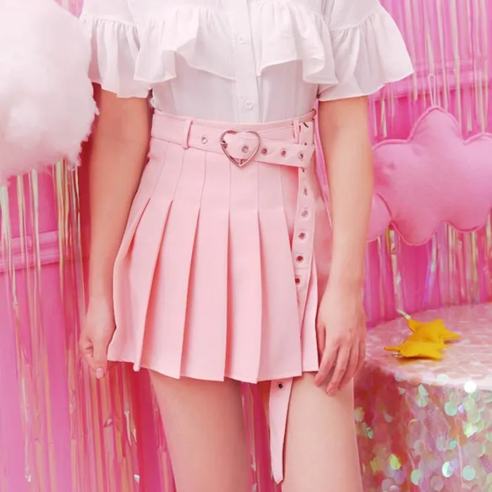 Pleated Belted Skirt