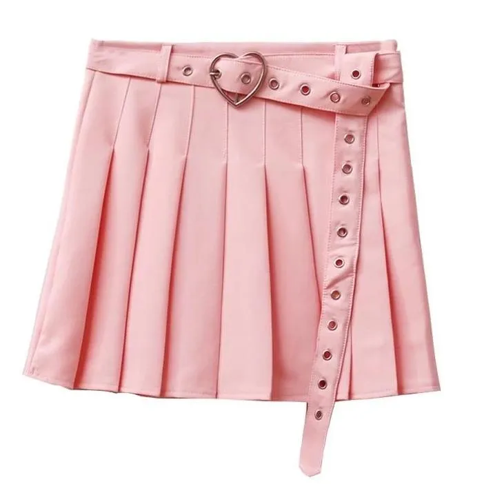 Pleated Belted Skirt