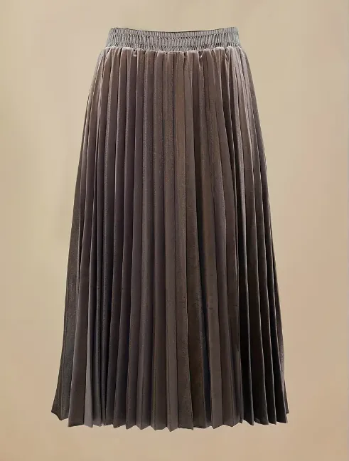 Pleated Velvet Skirt