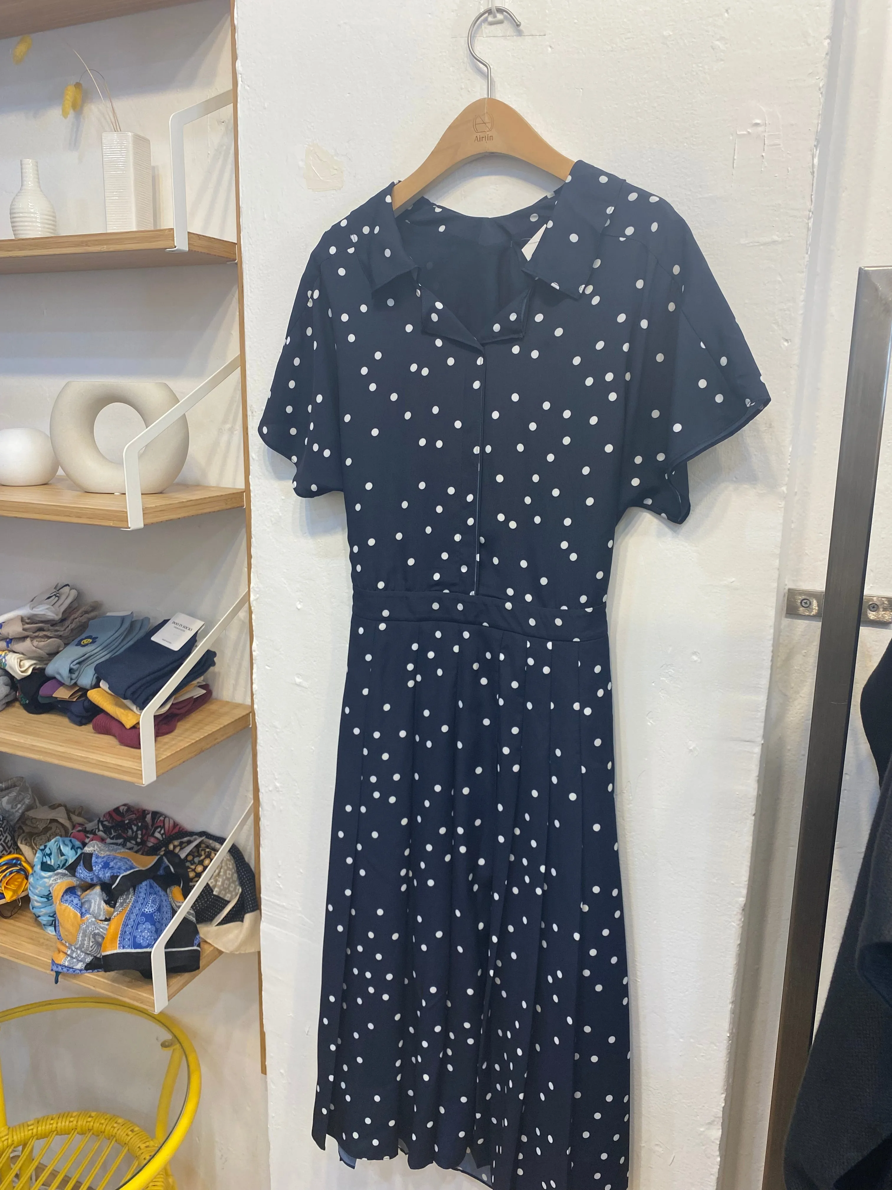 Polka dot navy dress