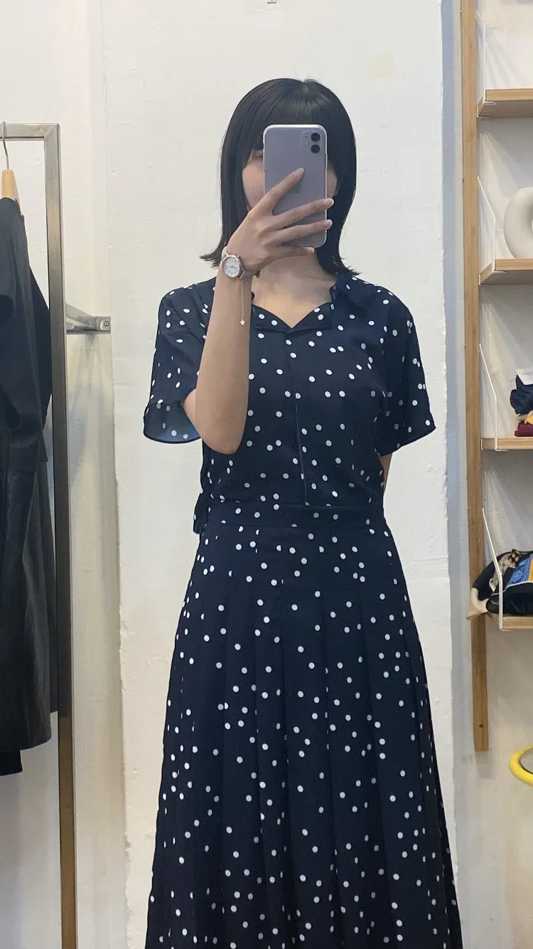 Polka dot navy dress