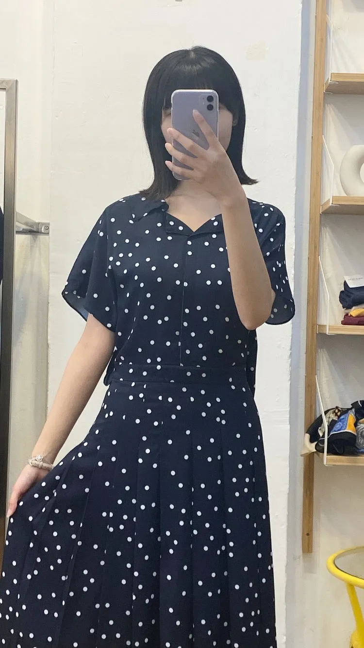 Polka dot navy dress