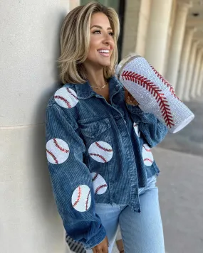 Pre-Order: Baseball Blue Corduroy Jacket (Ships Approx. 5/15)