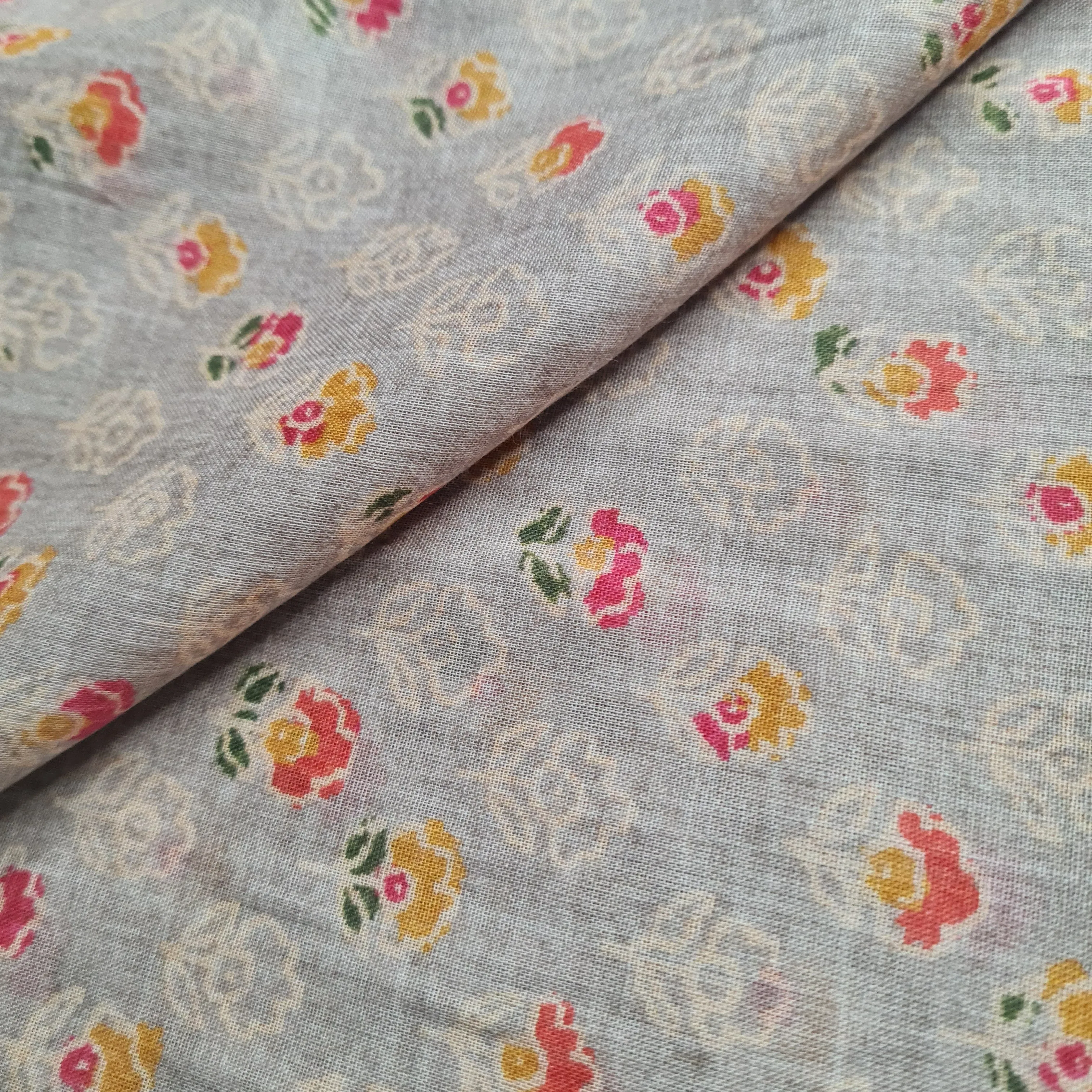 Premium Dark Cream Traditional Print Cotton Mulmul Fabric