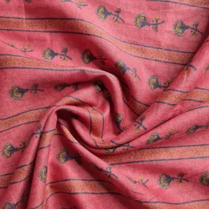 Premium Pink Traditional Print Cotton Mulmul Fabric