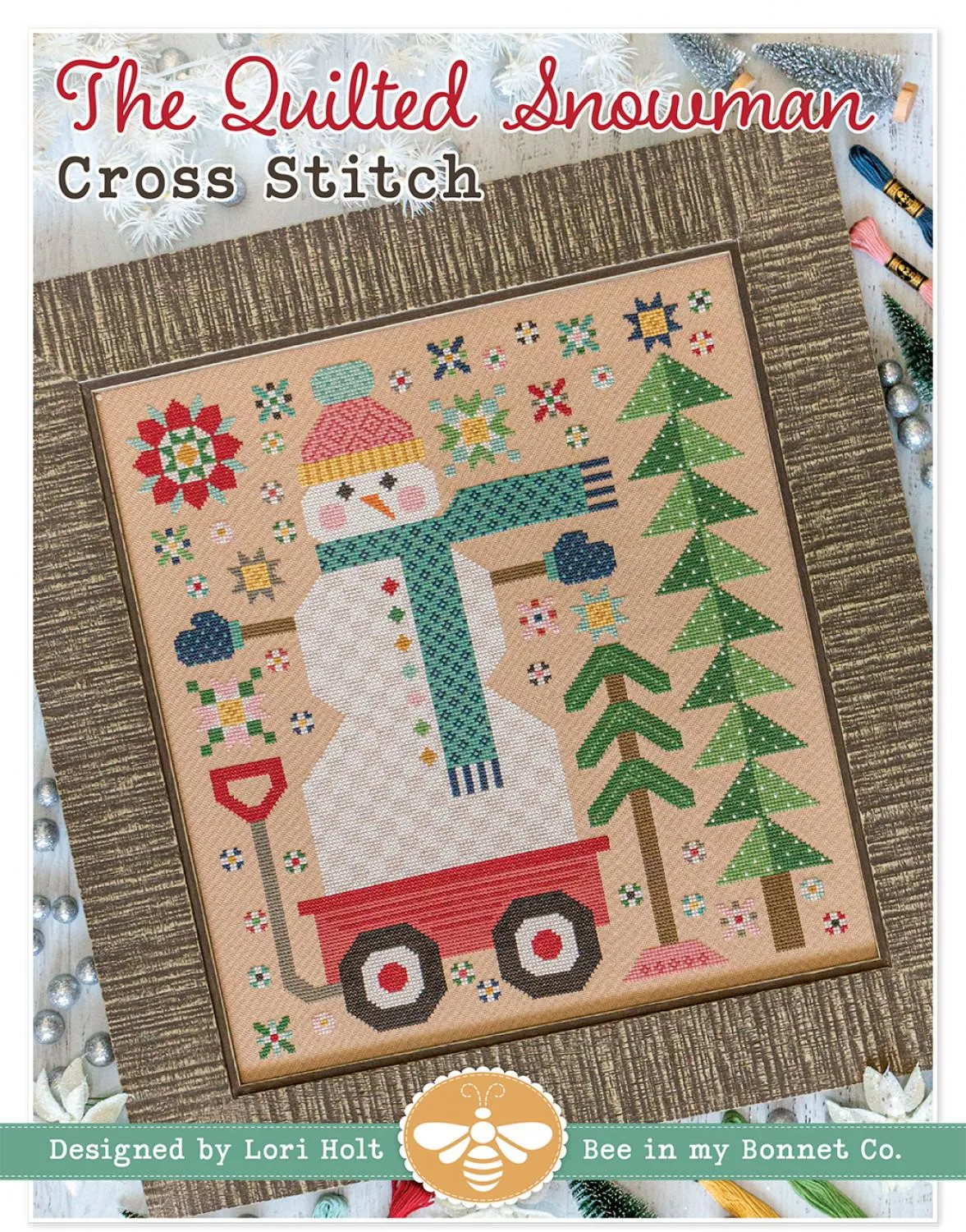 Quilted Snowman Cross Stitch Pattern by Lori Holt