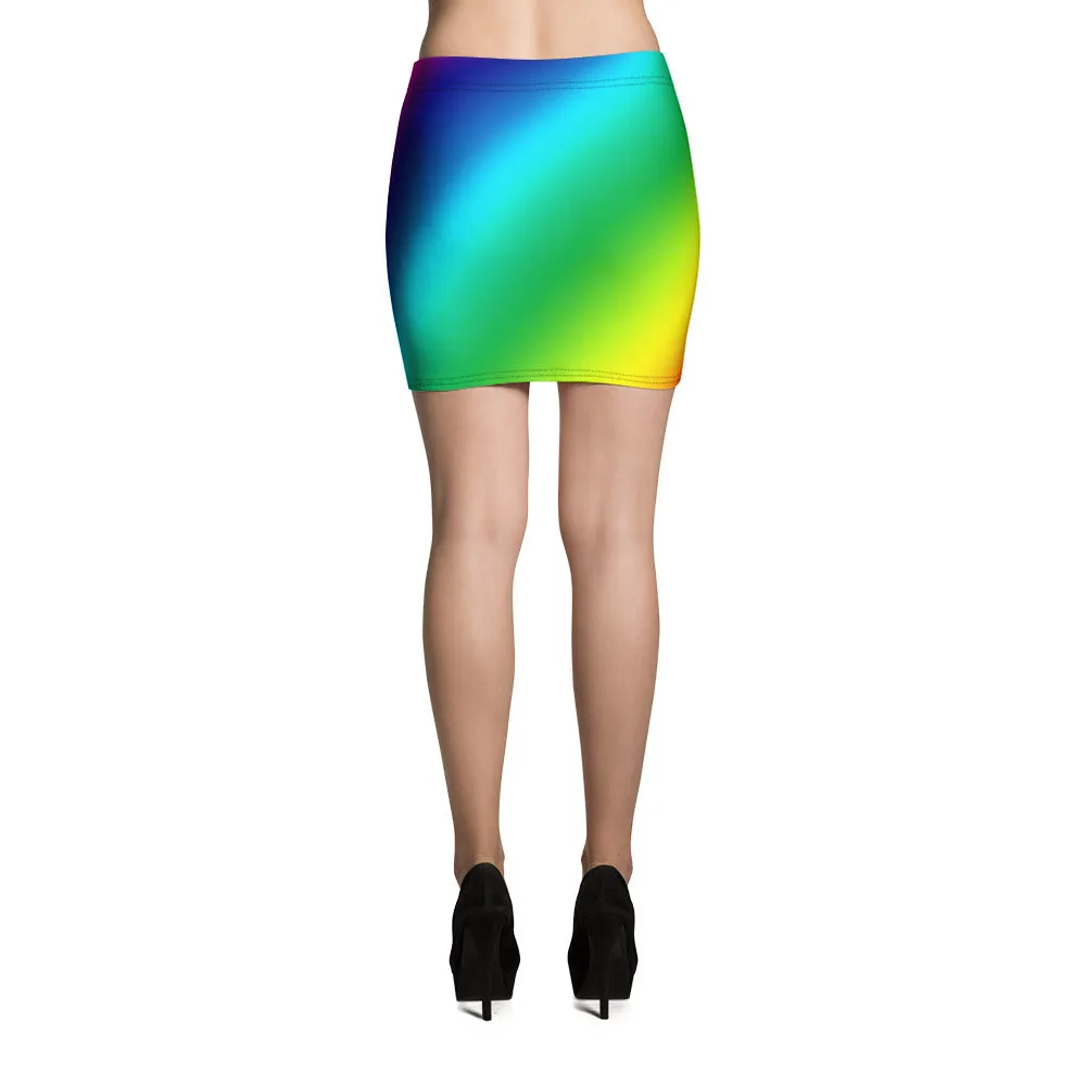 Rainbow Women's Mini Skirt, Colorful Bright Ombre Gay Pride Short Skirt- Made in USA/EU