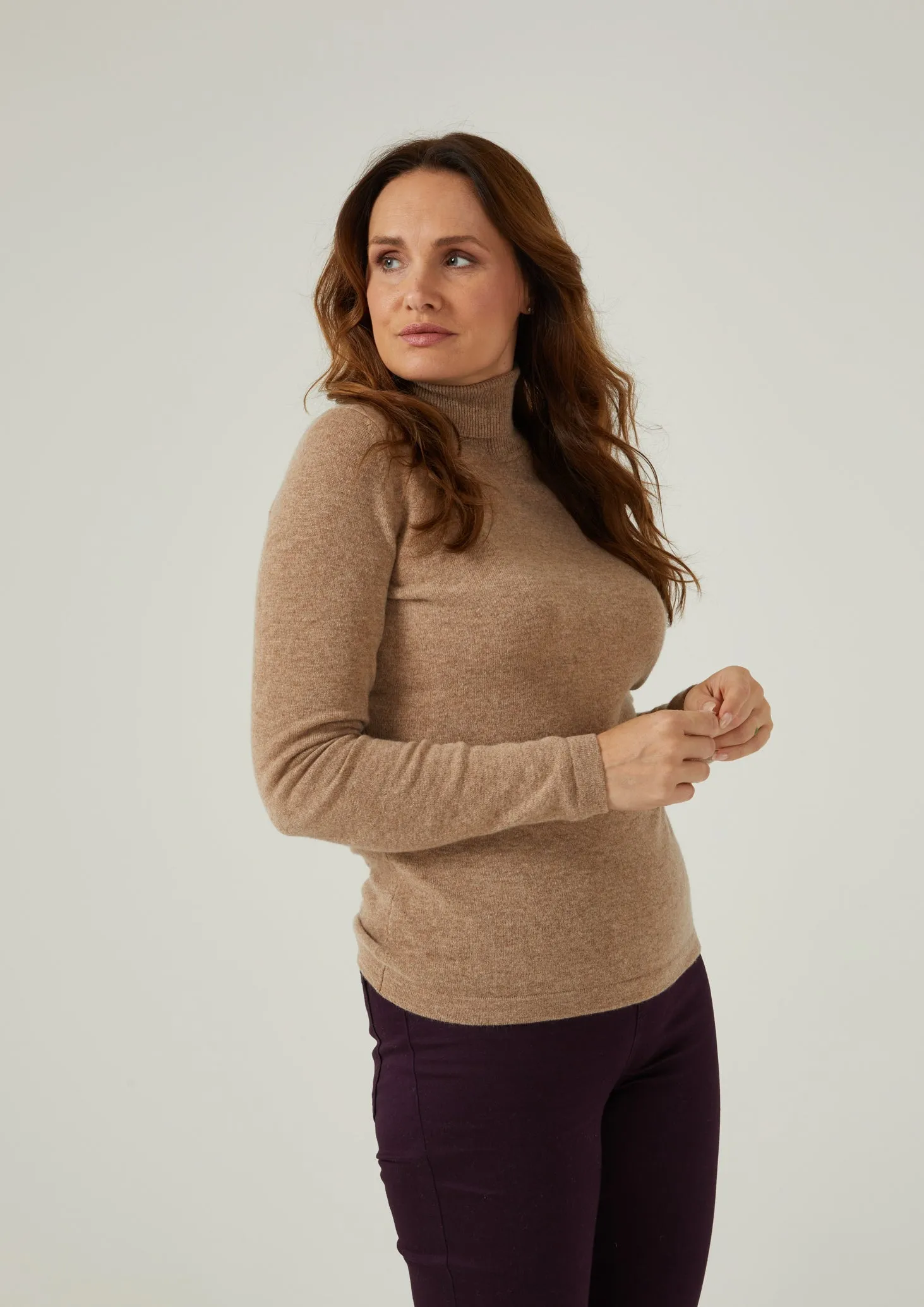 Rebecca Ladies Roll Neck Jumper In Colt