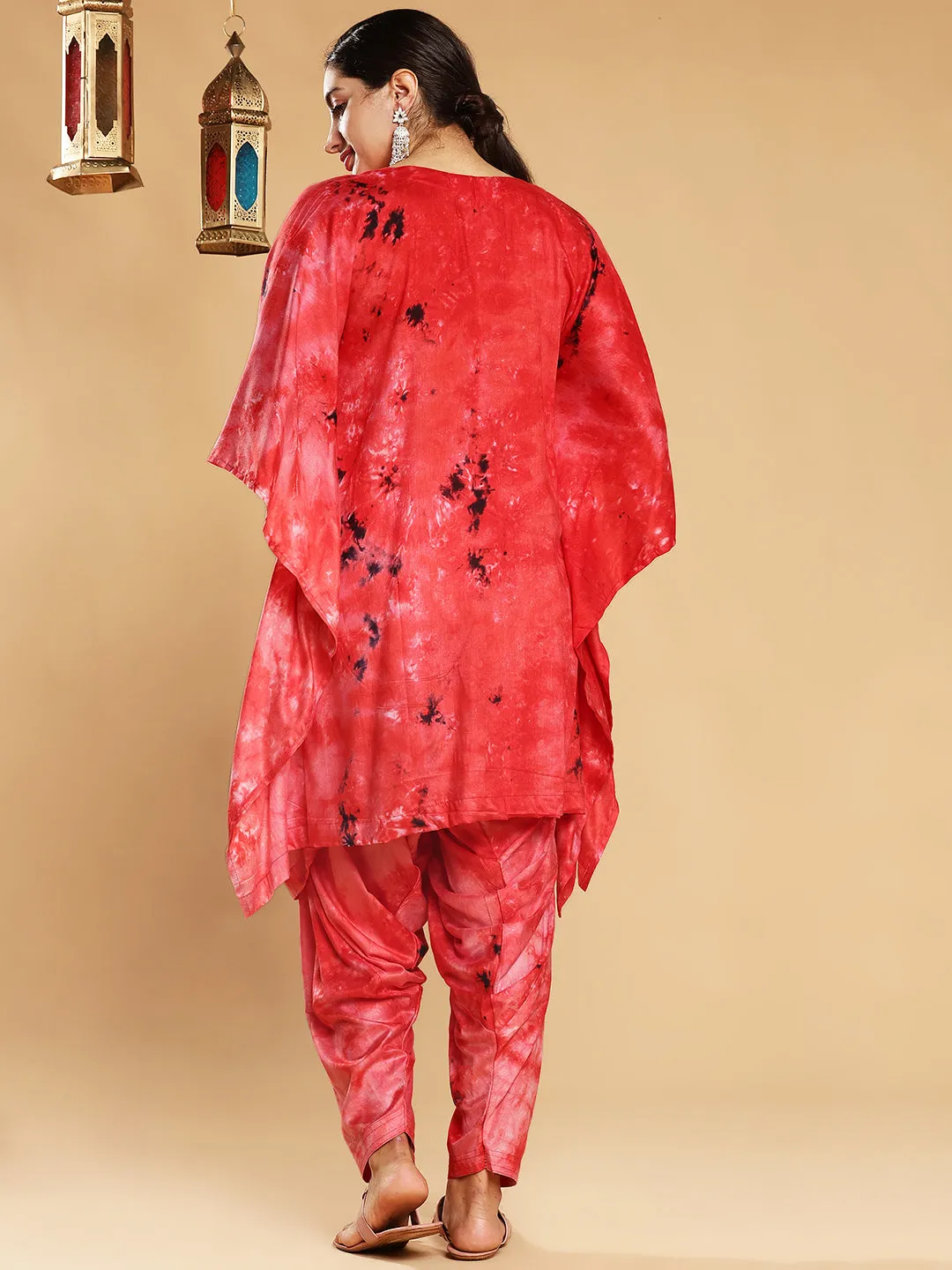 Red Rayon TieDyeKurta - CrimsonCrush