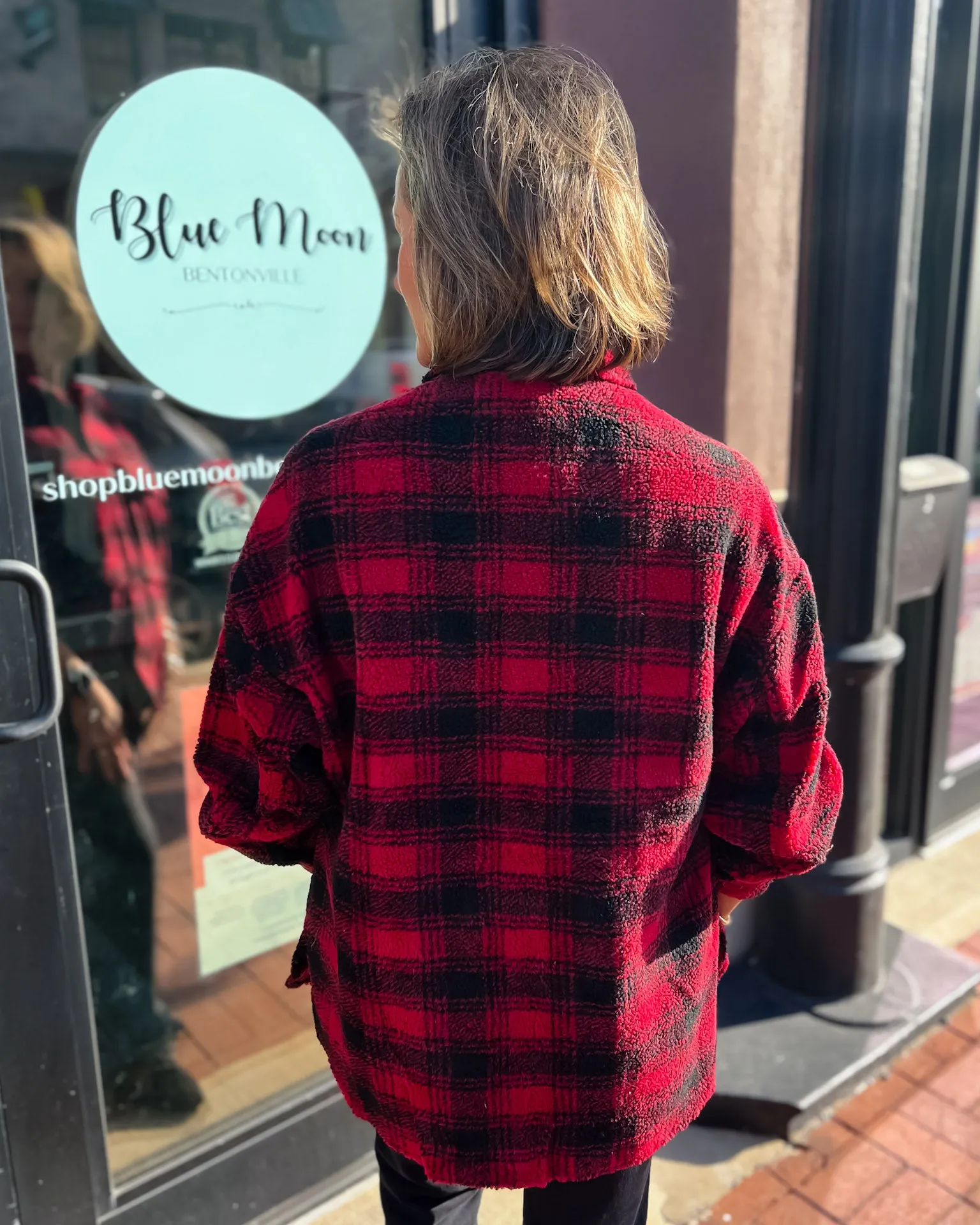 Red/Black Plaid Oversized Furry Shacket