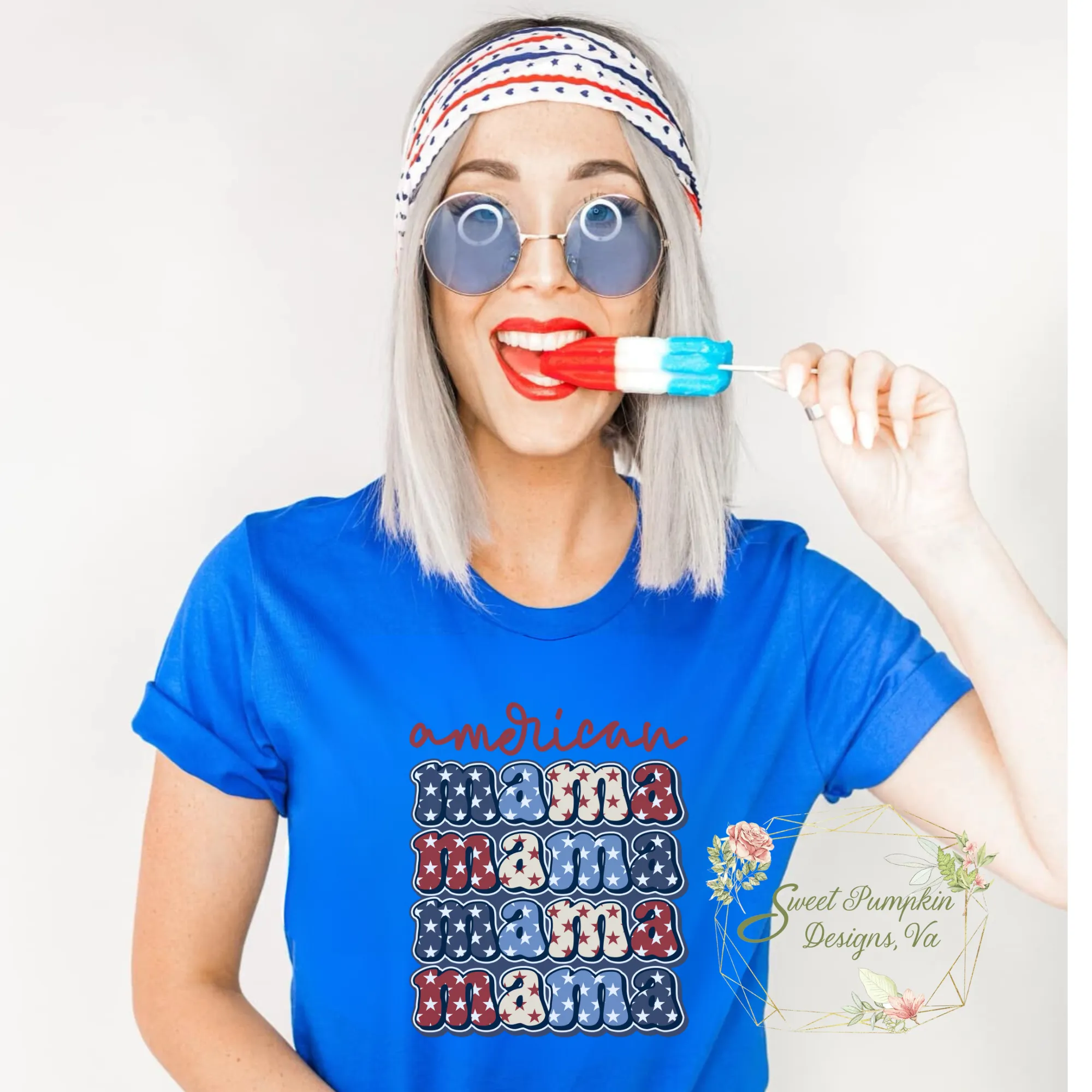 Retro Patriotic "American Mama" T-Shirt - Perfect for Summer, Memorial Day or 4th of July