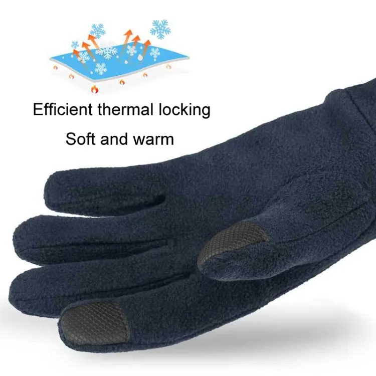 Rocker Fleece Winter Warm Anti-Slip Gloves Outdoor Riding Sports Gloves, Size: XL(Navy)