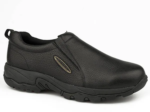 'Roper' Men's Tumbled Leather Performance Slip On - Black