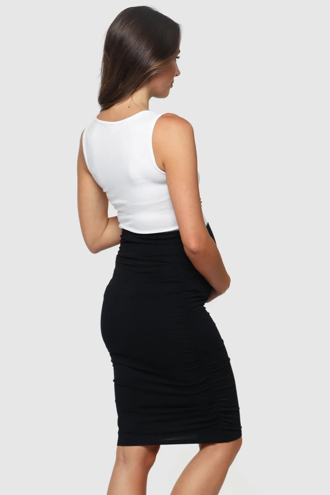 Ruched Maternity Skirt - Black