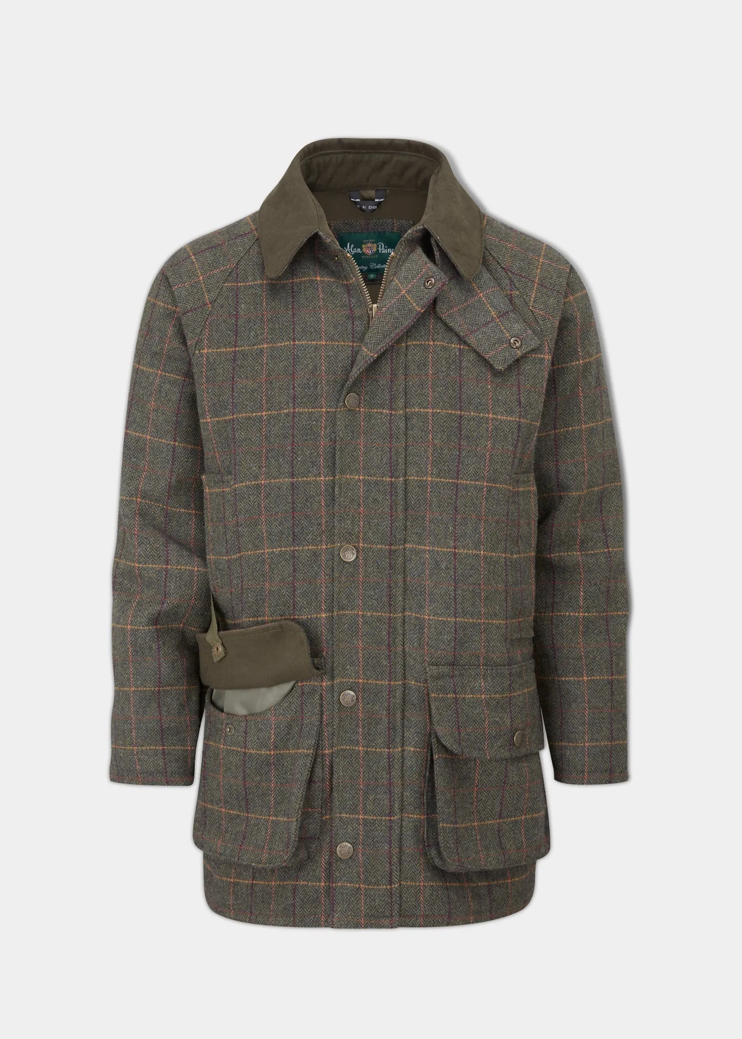 Rutland Men's Tweed Waterproof Shooting Coat In Fern - Regular Fit