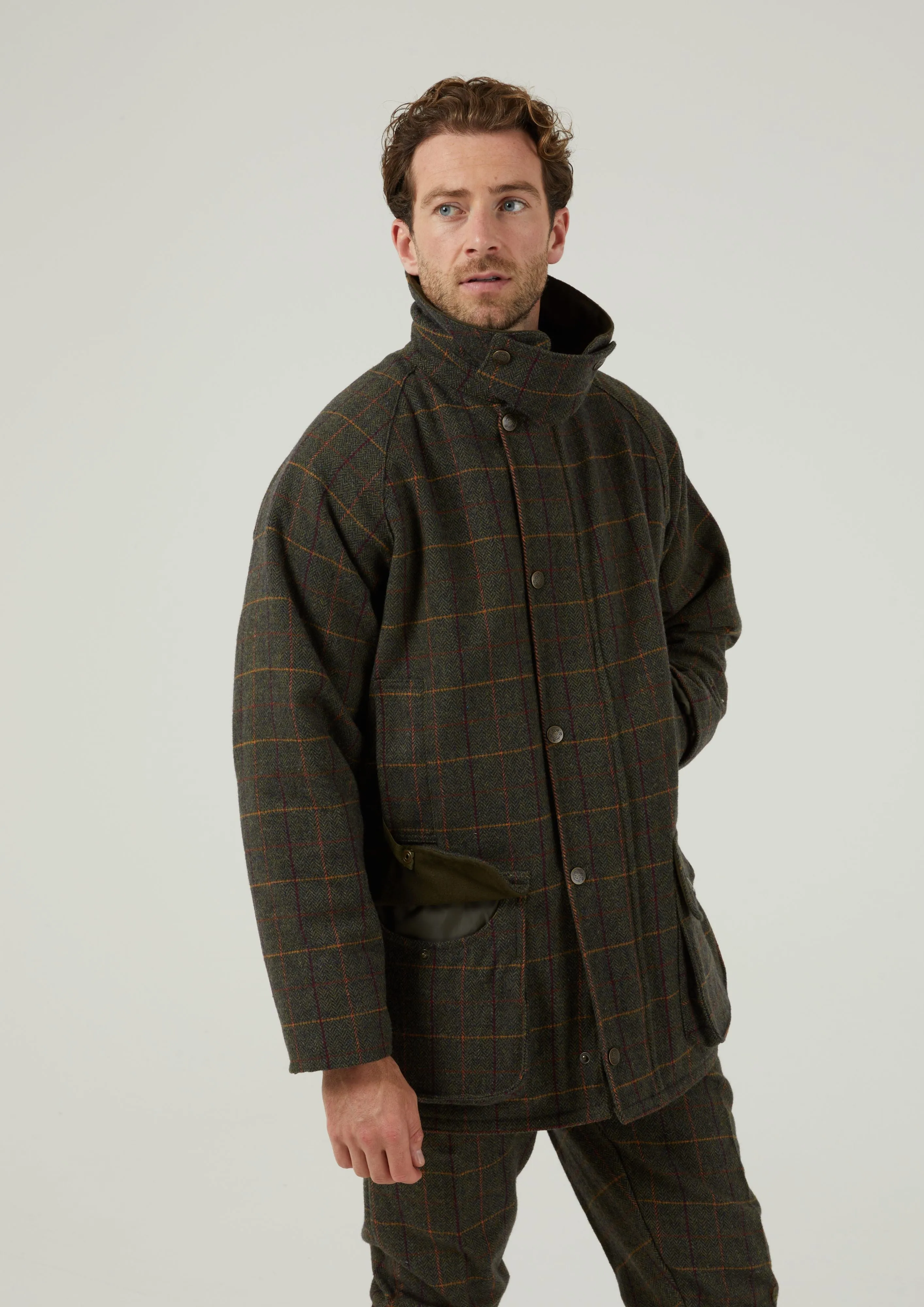 Rutland Men's Tweed Waterproof Shooting Coat In Fern - Regular Fit