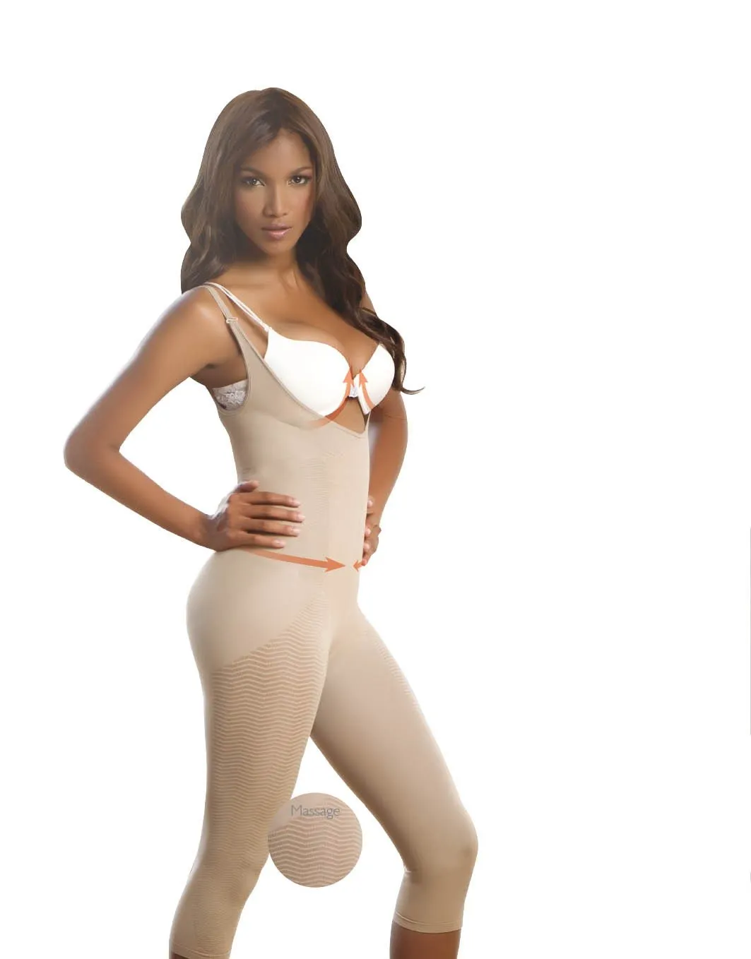 Sakkas Women's Braless Full Body Massage Long Shaper Bodysuit