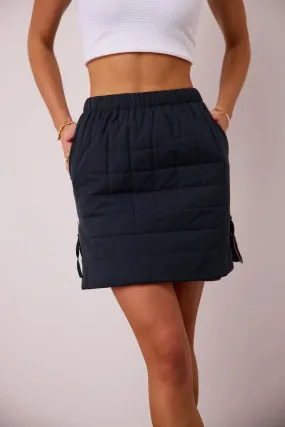 Sarah Quilted Mini Skirt in Navy