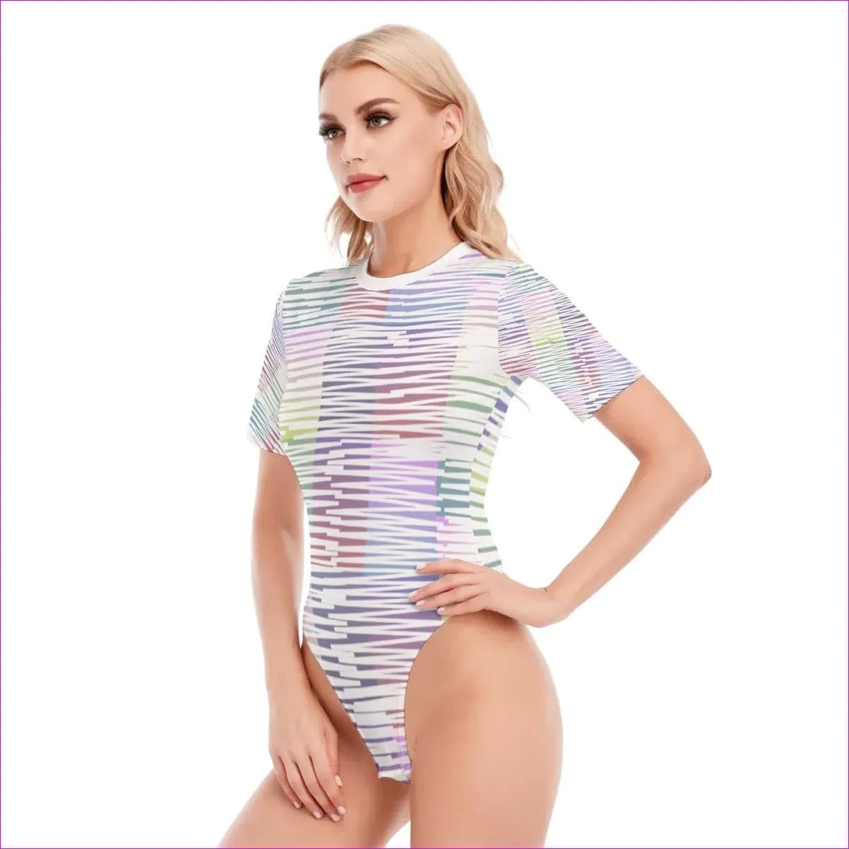 Scribbled Teen's O-neck Short Sleeve Bodysuit