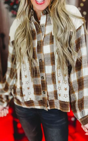 Seeing Stars Plaid Contrast Button Down Jacket | POL