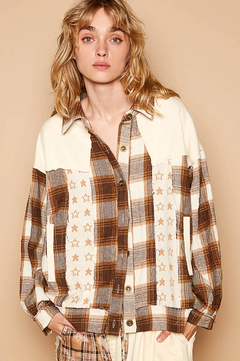 Seeing Stars Plaid Contrast Button Down Jacket | POL