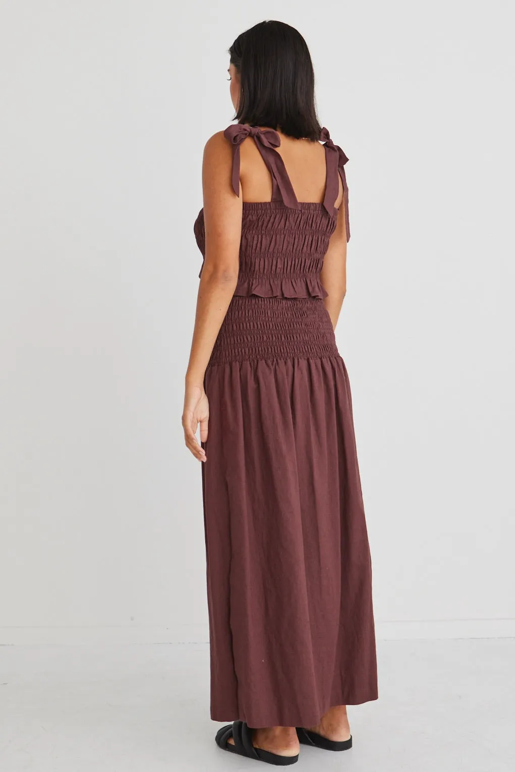 Seville Raisin Shirred Waist Maxi Skirt