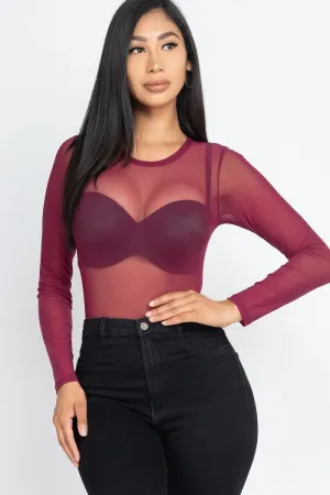 Sexy Sheer Mesh Long Sleeve Bodysuit - 3 colors - Ships from The US