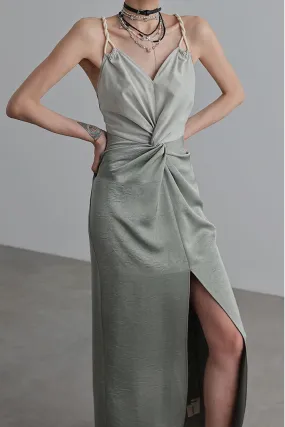 Shirred Double Slip Dress with Refined Accents