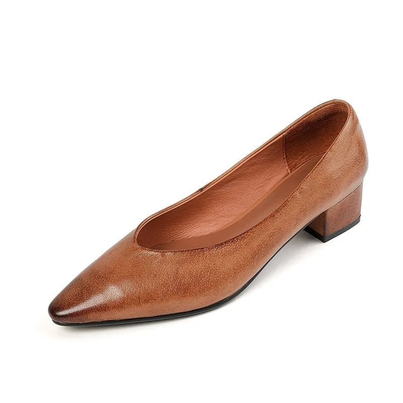 Soft Leather Slip On Flats in Red/Brown