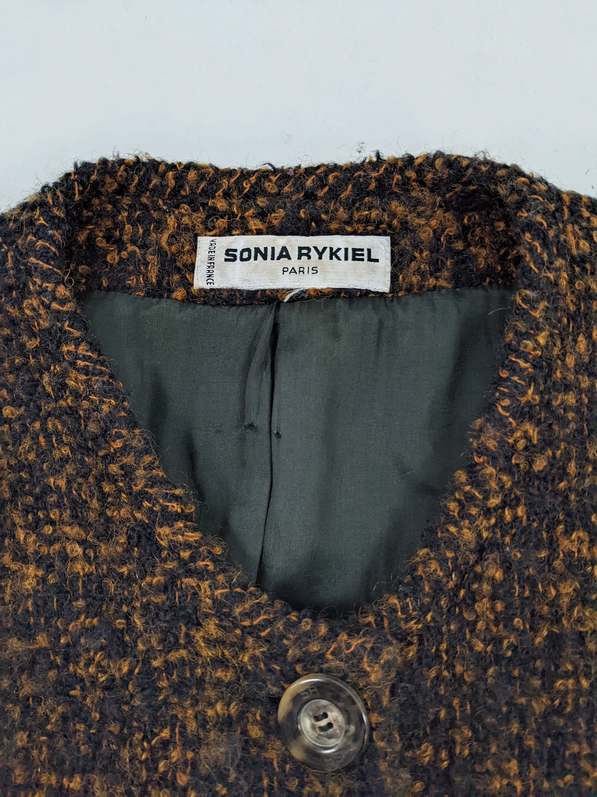 Sonia Rykiel Vintage Brown & Black Tweed Coat, 1980s