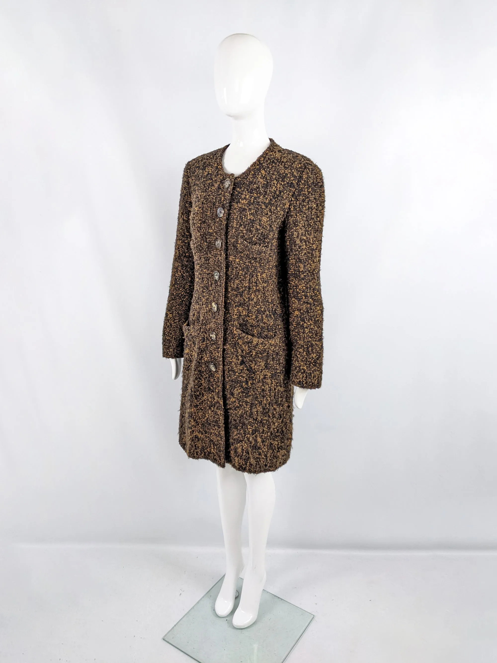 Sonia Rykiel Vintage Brown & Black Tweed Coat, 1980s