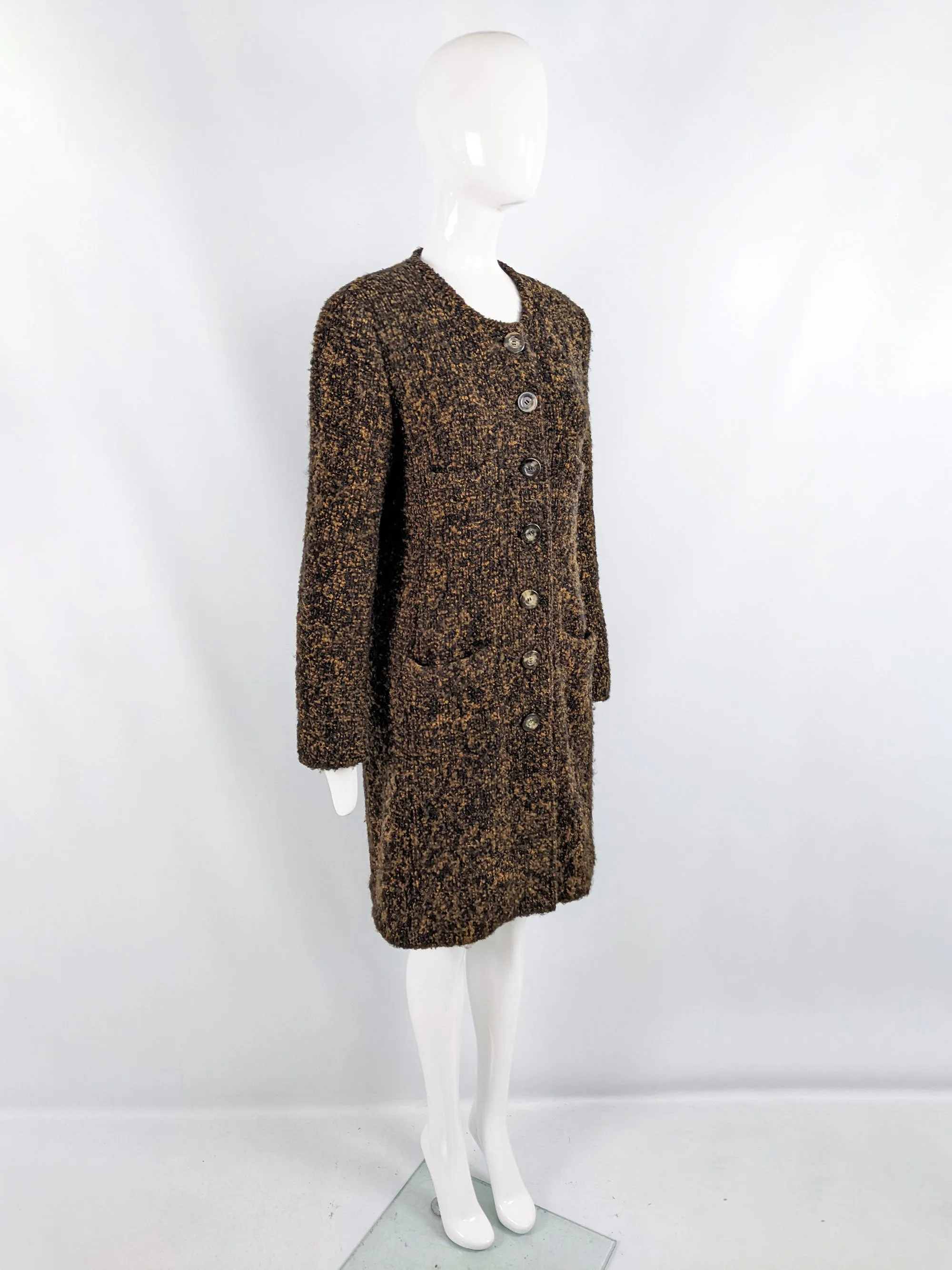 Sonia Rykiel Vintage Brown & Black Tweed Coat, 1980s