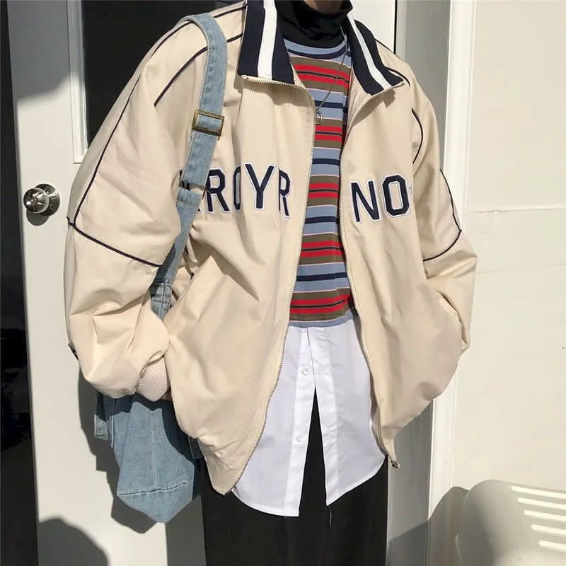 Spring Letter Jacket New All-match Preppy Style Baseball Uniform Women Men's Jacket Loose Thin Casual Lovers Cool Wear Coat