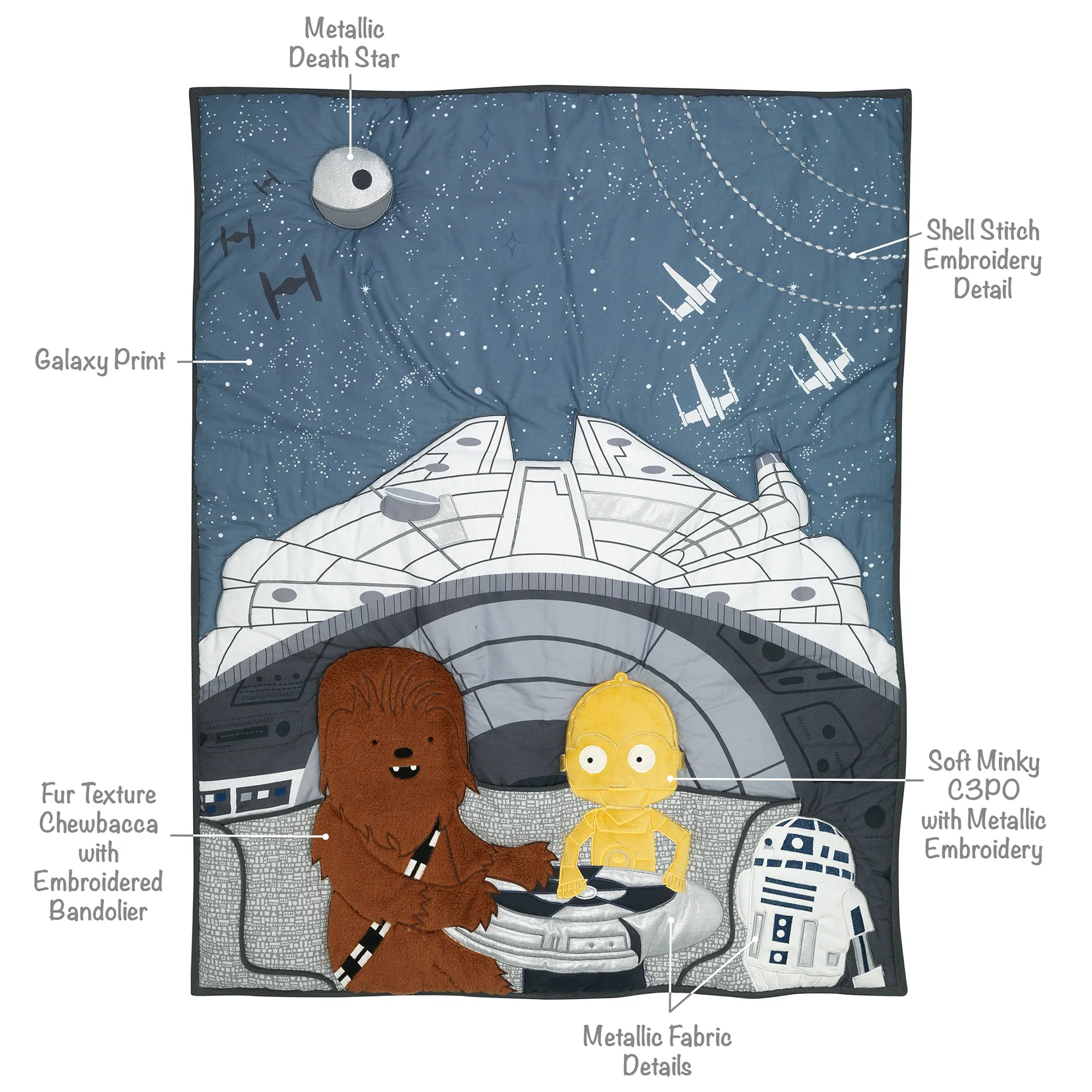 Star Wars Millennium Falcon 3-Piece Crib Bedding Set