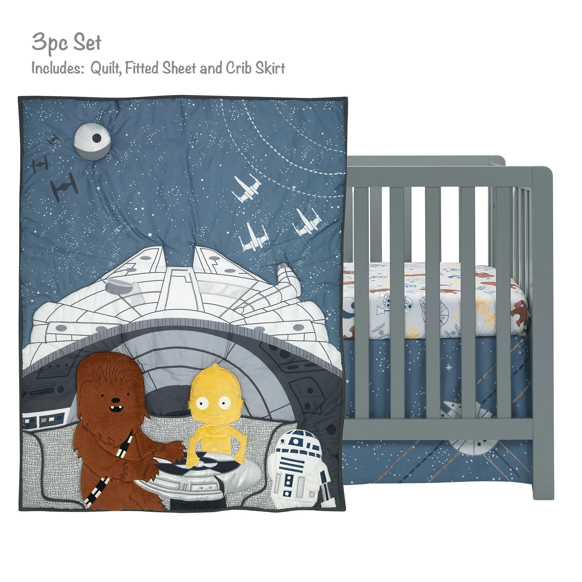 Star Wars Millennium Falcon 3-Piece Crib Bedding Set