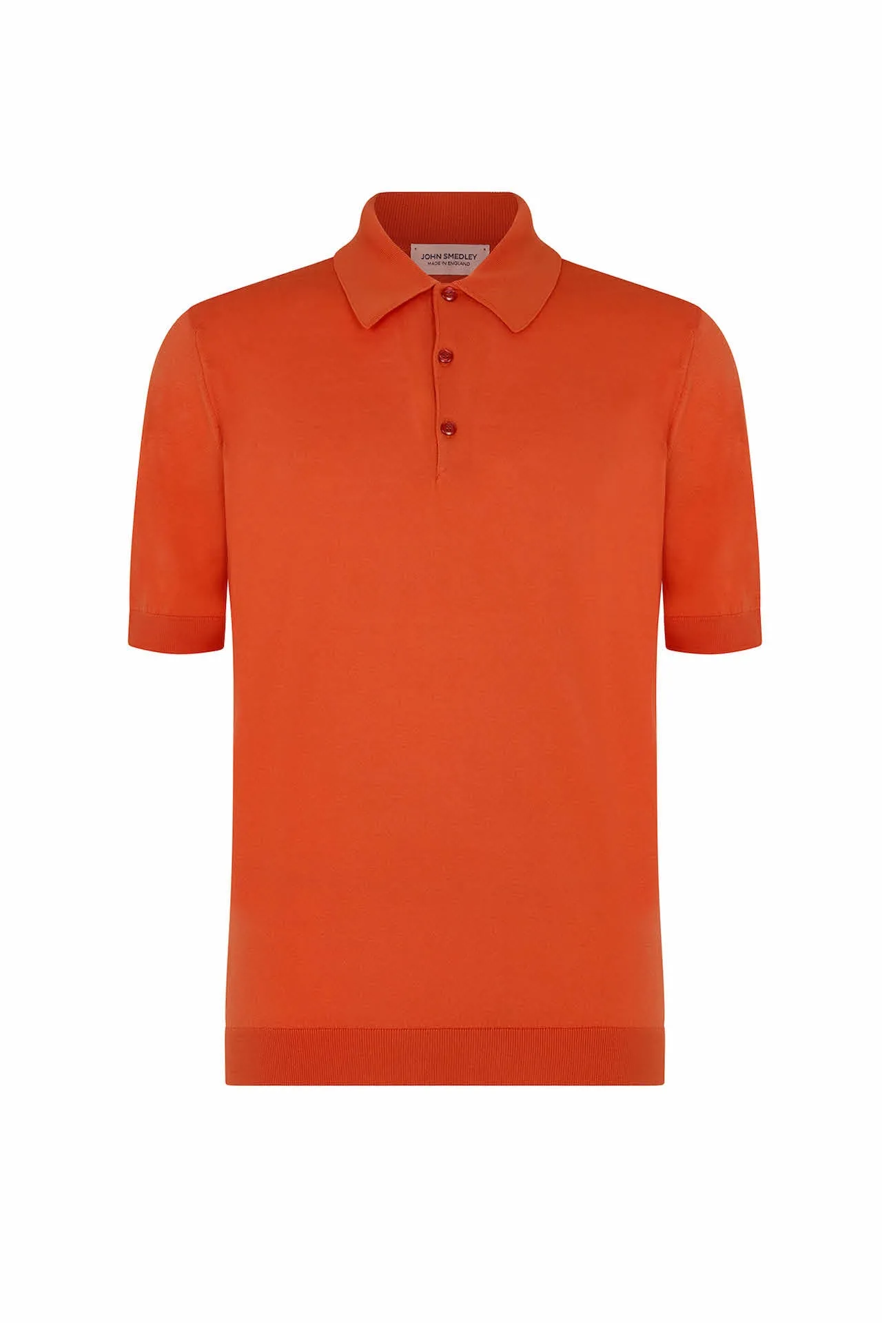 Sundown Orange Merino/Cotton Short Sleeve Polo Neck Knitwear