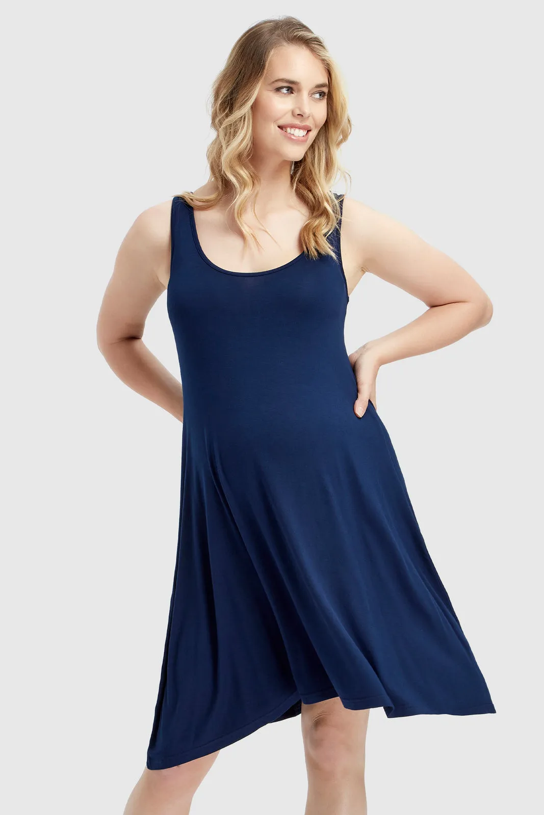 Swing Maternity Dress - Navy