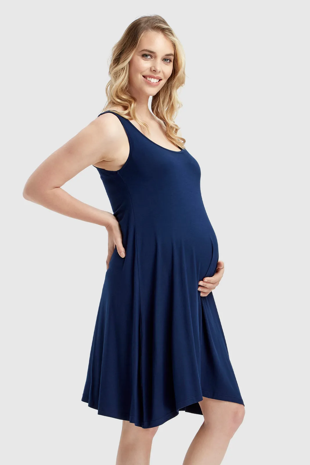 Swing Maternity Dress - Navy