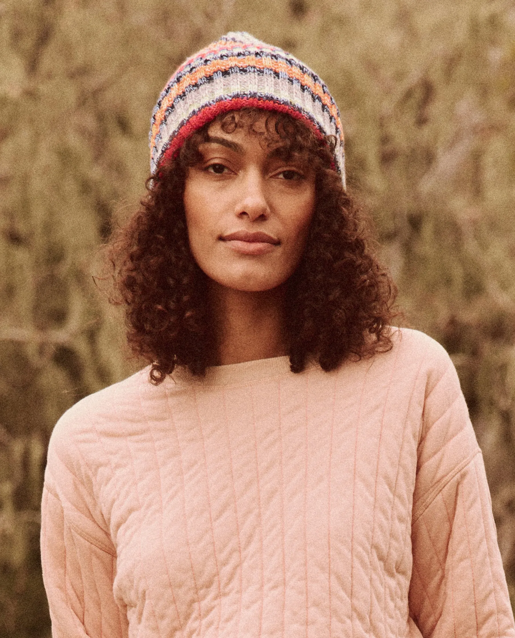 The Cabin Beanie. -- Camp Marled Stripe